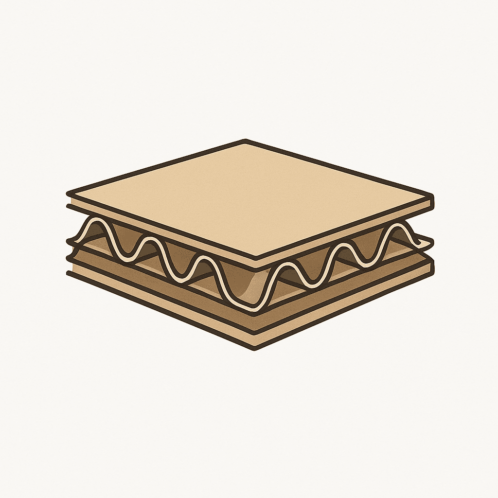 Cross-section of double-wall corrugated board