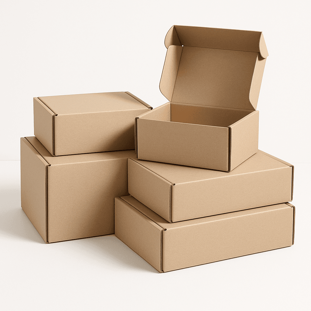 Private label corrugated boxes — unbranded packaging ready for reseller branding